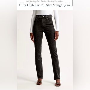 Abercrombie & Fitch Ultra High Rise 90s Slim Straight Jean - Black - Size 6 🔥🔥